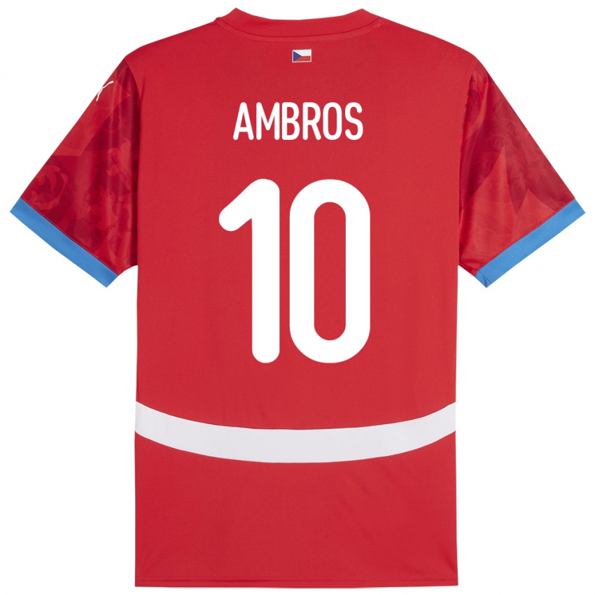 Kinder Tschechien Lukas Ambros #10 Rot Heimtrikot Trikot 24-26 T-Shirt