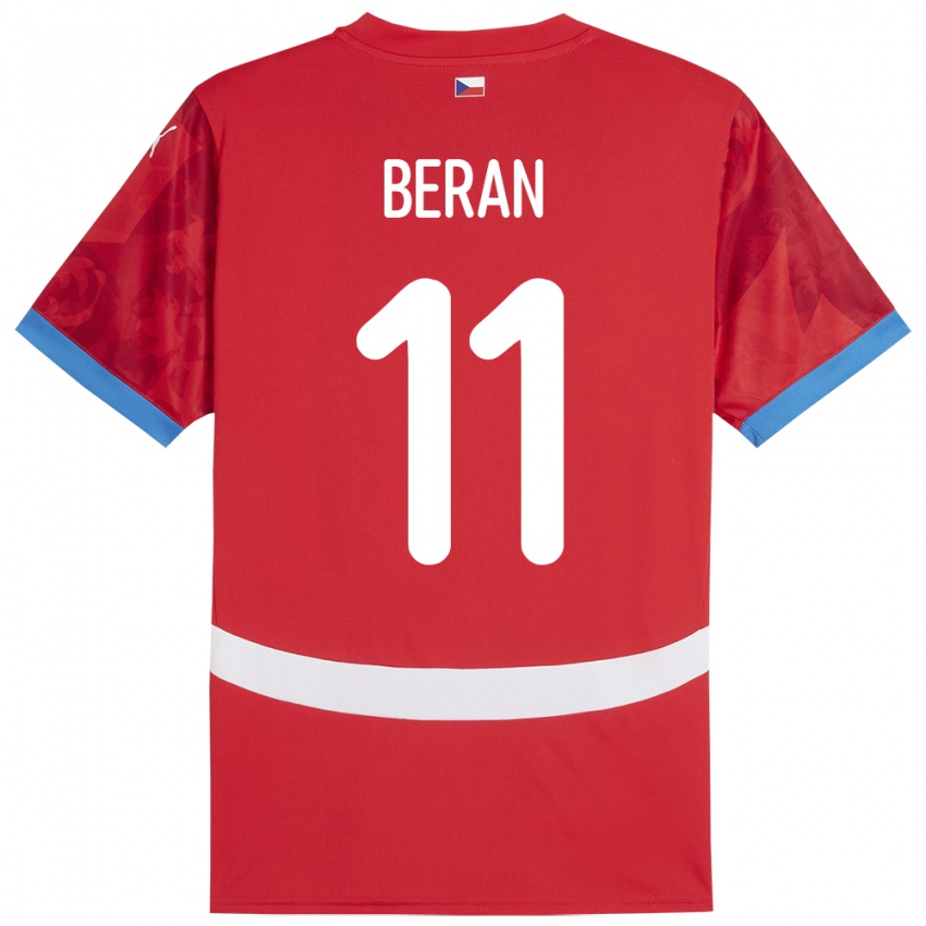 Kinder Tschechien Stepan Beran #11 Rot Heimtrikot Trikot 24-26 T-Shirt