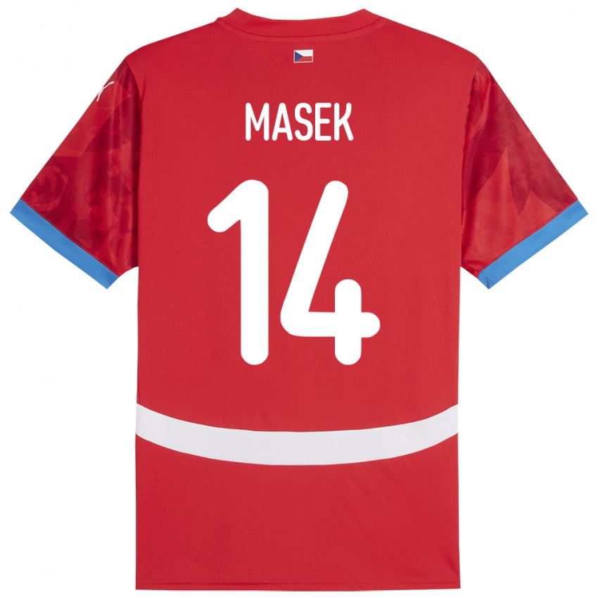 Kinder Tschechien Lukas Masek #14 Rot Heimtrikot Trikot 24-26 T-Shirt