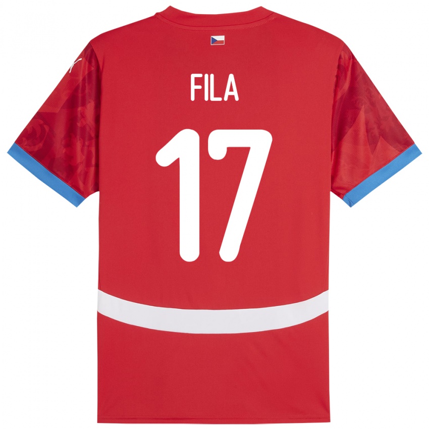 Kinder Tschechien Lukas Fila #17 Rot Heimtrikot Trikot 24-26 T-Shirt