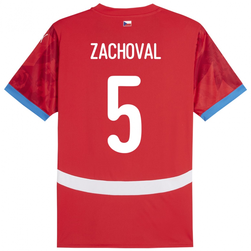 Kinder Tschechien Matej Zachoval #5 Rot Heimtrikot Trikot 24-26 T-Shirt