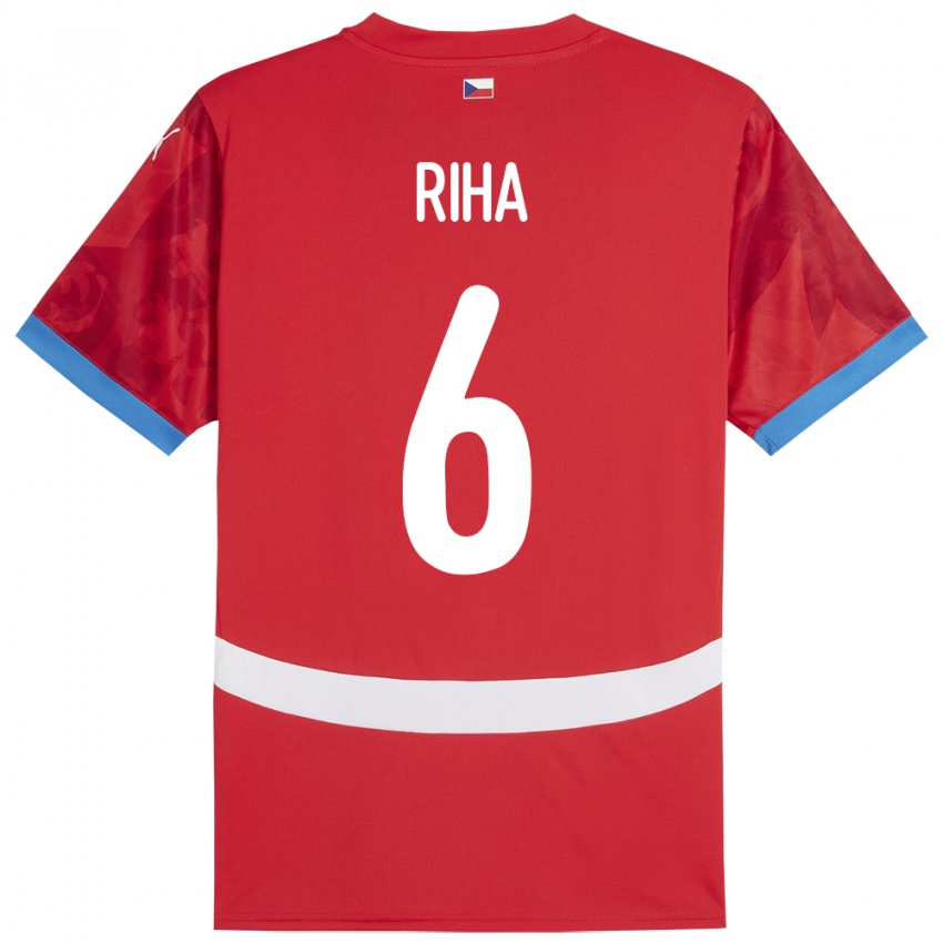 Kinder Tschechien Ferdinand Riha #6 Rot Heimtrikot Trikot 24-26 T-Shirt