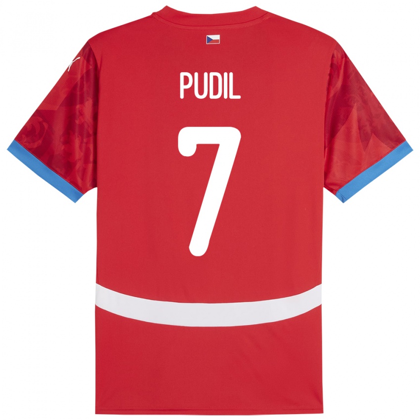 Kinder Tschechien Adam Pudil #7 Rot Heimtrikot Trikot 24-26 T-Shirt