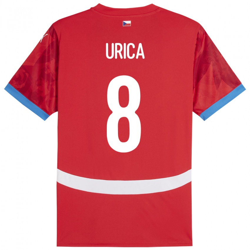 Kinder Tschechien Adam Urica #8 Rot Heimtrikot Trikot 24-26 T-Shirt