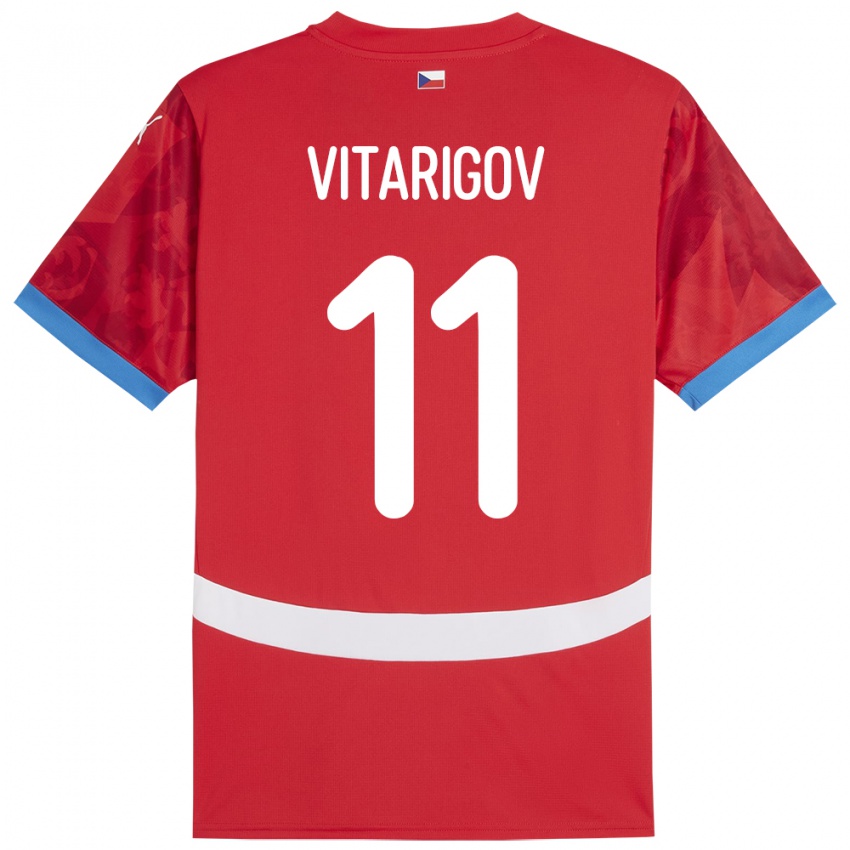 Kinder Tschechien Arsen Vitarigov #11 Rot Heimtrikot Trikot 24-26 T-Shirt