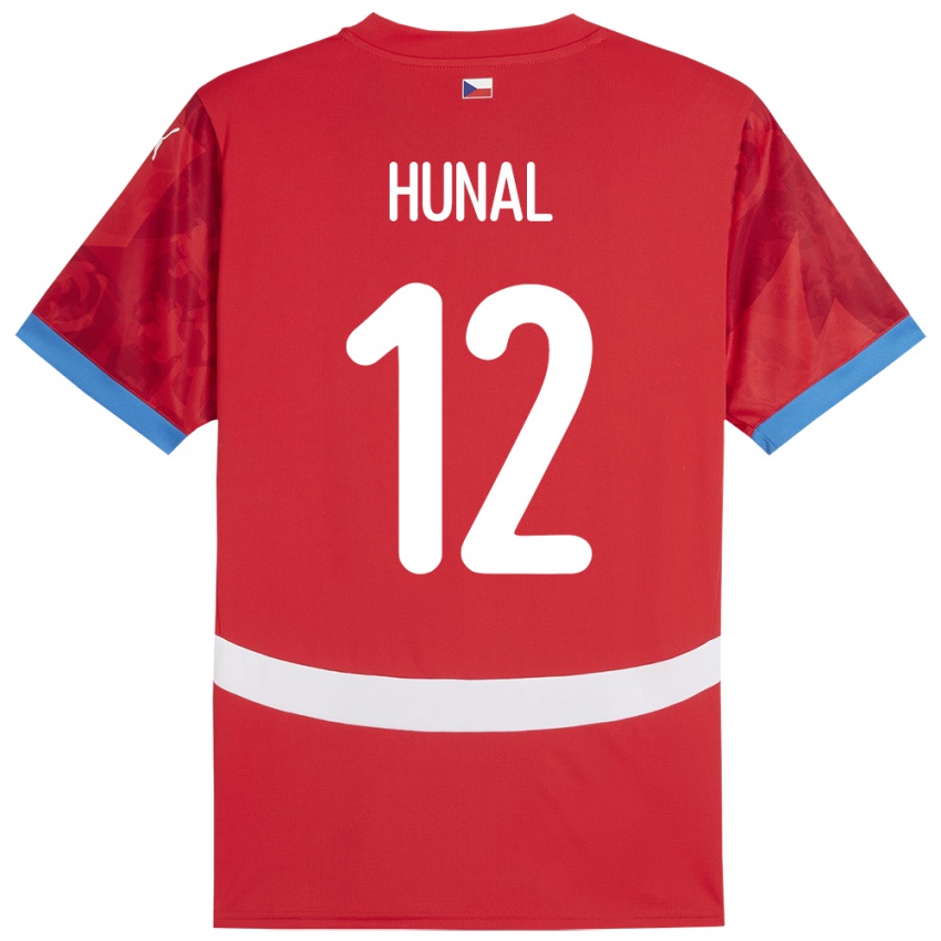 Kinder Tschechien Eric Hunal #12 Rot Heimtrikot Trikot 24-26 T-Shirt