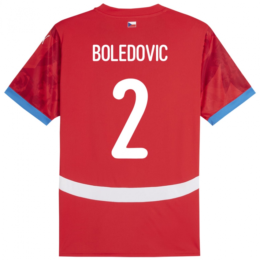 Kinder Tschechien Tobias Boledovic #2 Rot Heimtrikot Trikot 24-26 T-Shirt