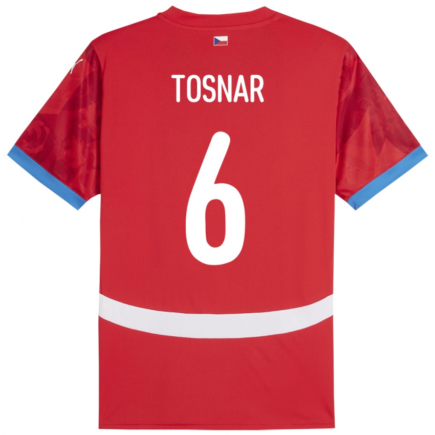 Kinder Tschechien Jakub Tosnar #6 Rot Heimtrikot Trikot 24-26 T-Shirt