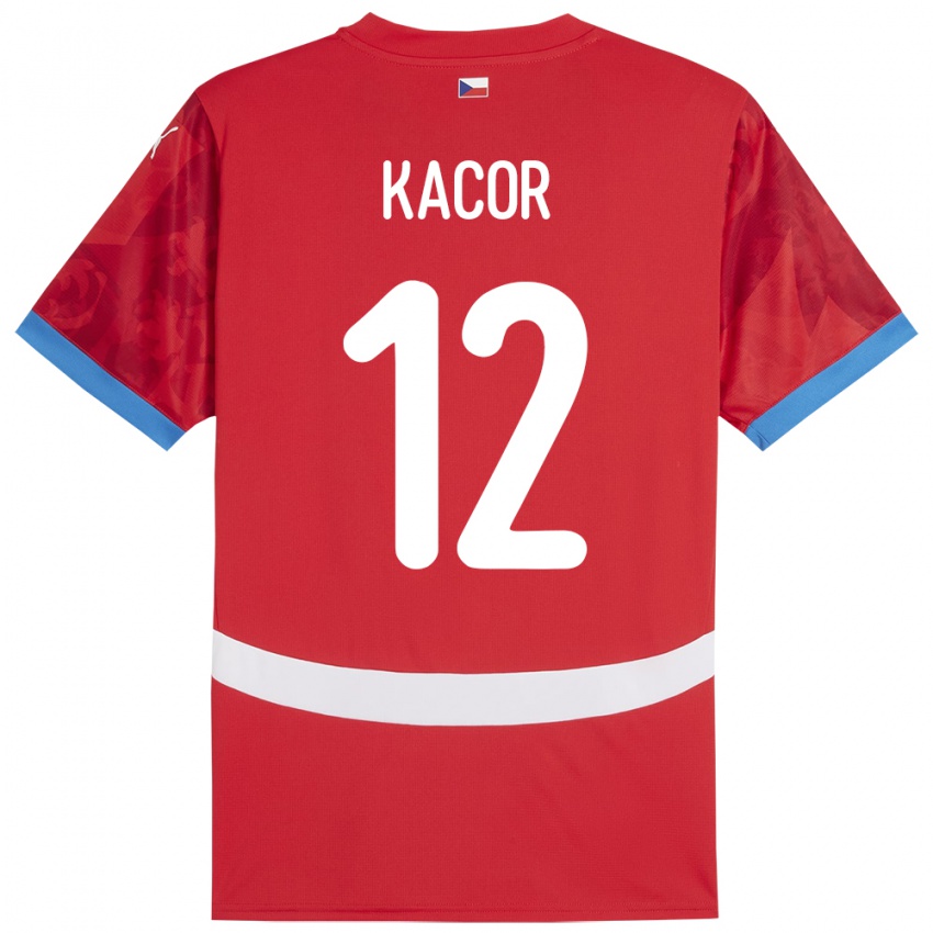 Kinder Tschechien Pavel Kacor #12 Rot Heimtrikot Trikot 24-26 T-Shirt