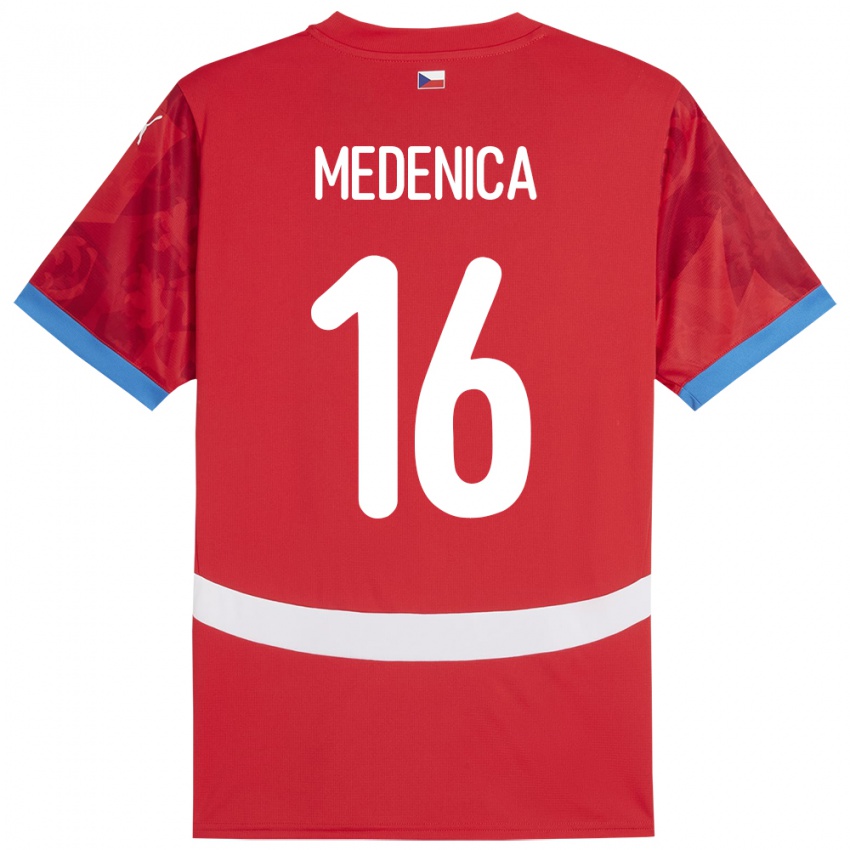 Kinder Tschechien Djordjije Medenica #16 Rot Heimtrikot Trikot 24-26 T-Shirt