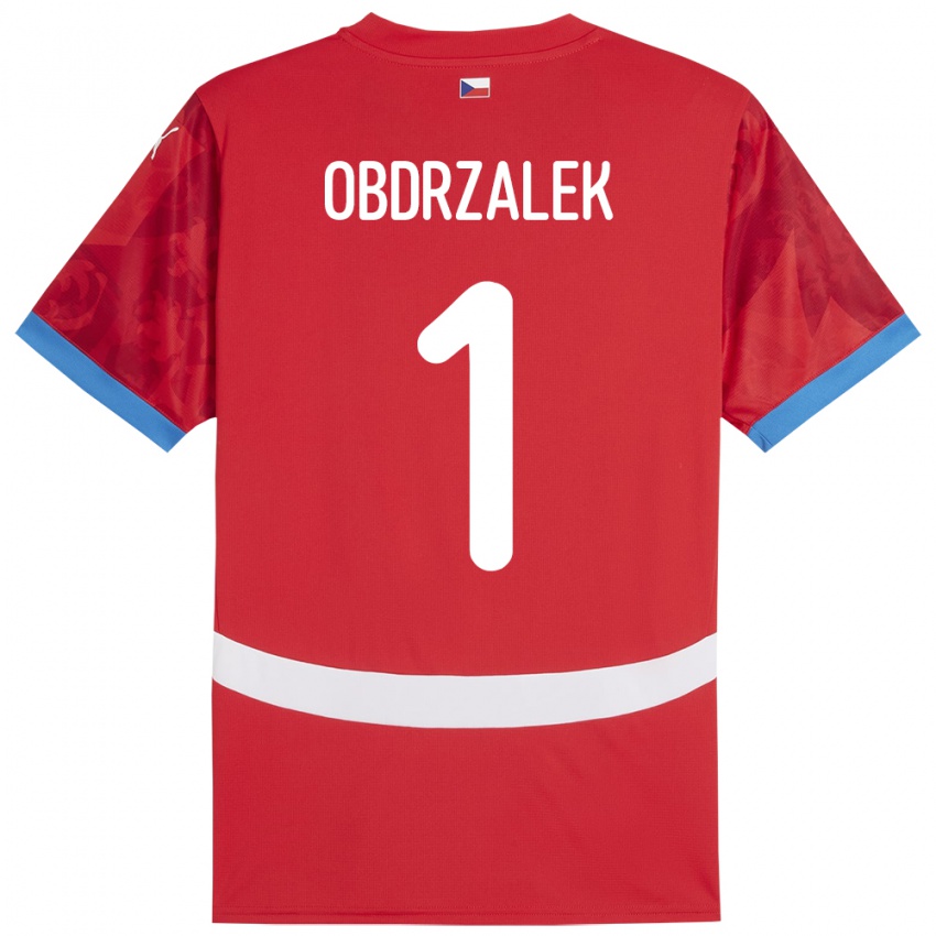 Kinder Tschechien Marek Obdrzalek #1 Rot Heimtrikot Trikot 24-26 T-Shirt