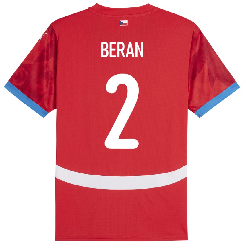 Kinder Tschechien Stepan Beran #2 Rot Heimtrikot Trikot 24-26 T-Shirt