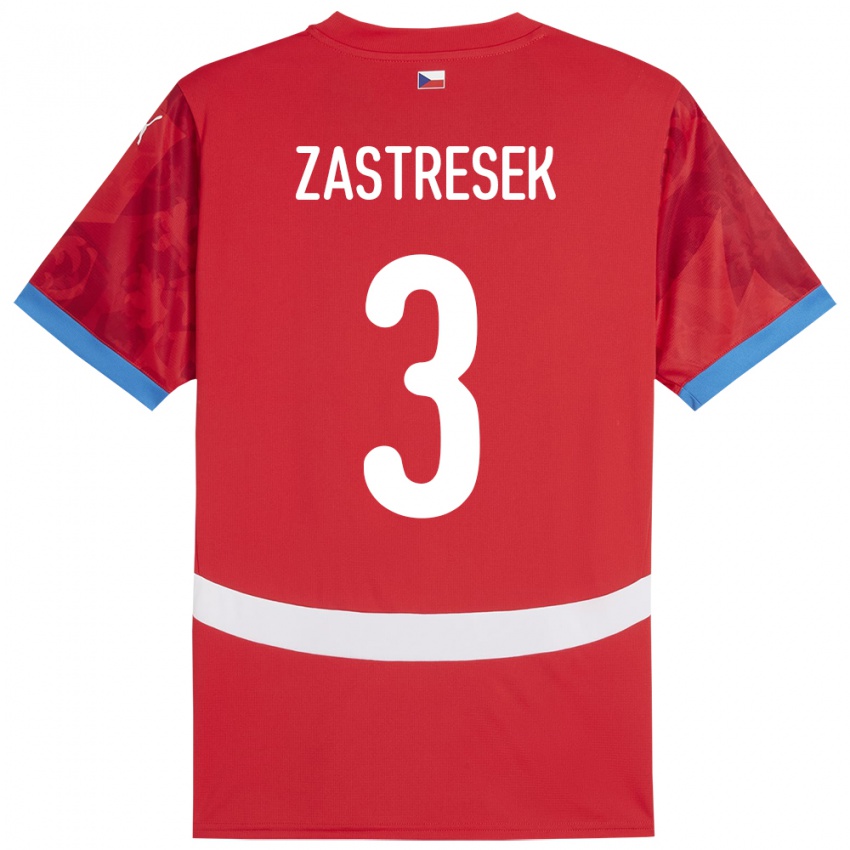 Kinder Tschechien Matous Zastresek #3 Rot Heimtrikot Trikot 24-26 T-Shirt