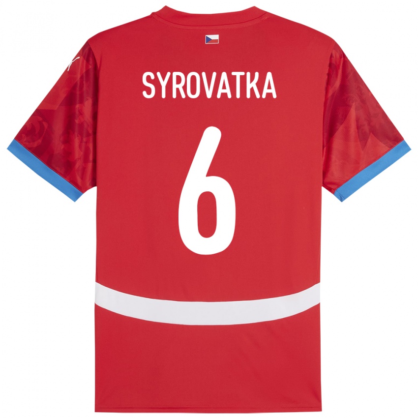 Kinder Tschechien Matyas Syrovatka #6 Rot Heimtrikot Trikot 24-26 T-Shirt