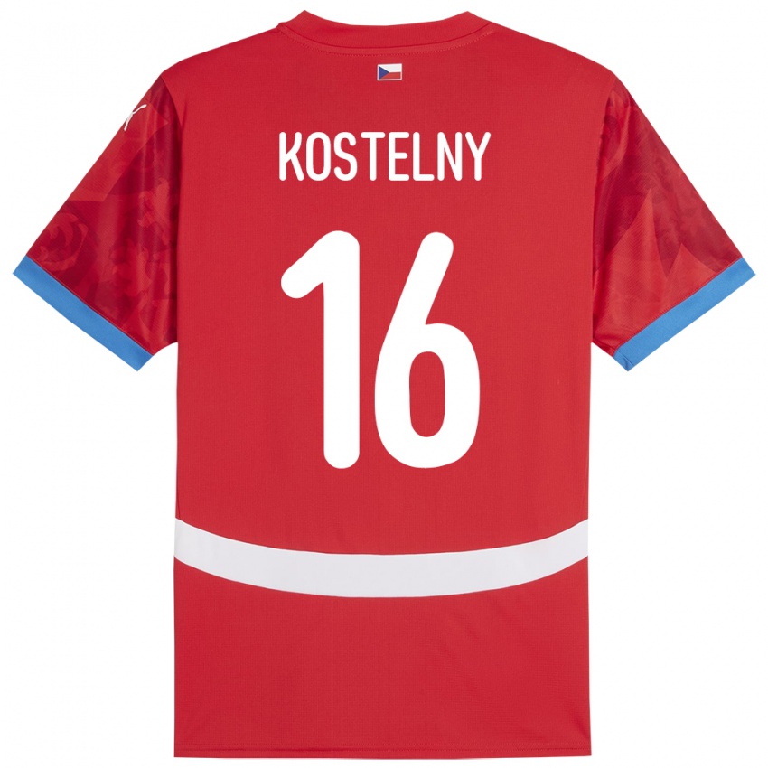 Kinder Tschechien Krystof Kostelny #16 Rot Heimtrikot Trikot 24-26 T-Shirt