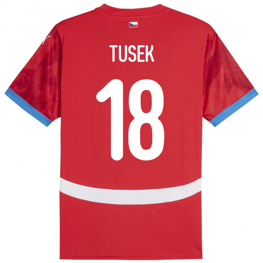 Kinder Tschechien Adam Tusek #18 Rot Heimtrikot Trikot 24-26 T-Shirt