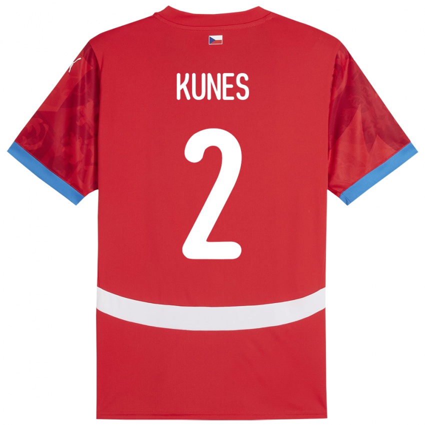 Kinder Tschechien Jan Kunes #2 Rot Heimtrikot Trikot 24-26 T-Shirt