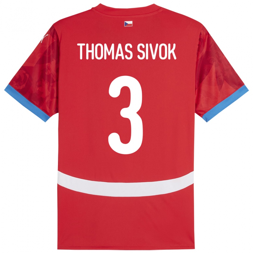 Kinder Tschechien Andre Thomas Sivok #3 Rot Heimtrikot Trikot 24-26 T-Shirt