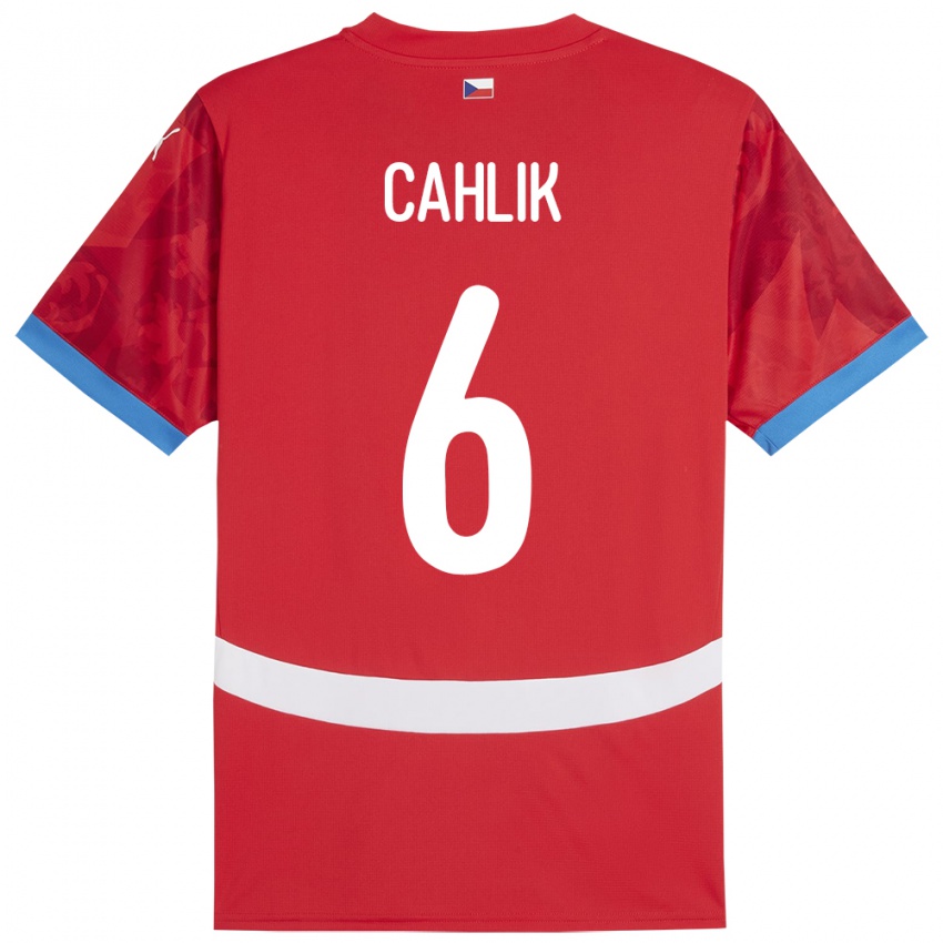 Kinder Tschechien Jakub Cahlik #6 Rot Heimtrikot Trikot 24-26 T-Shirt