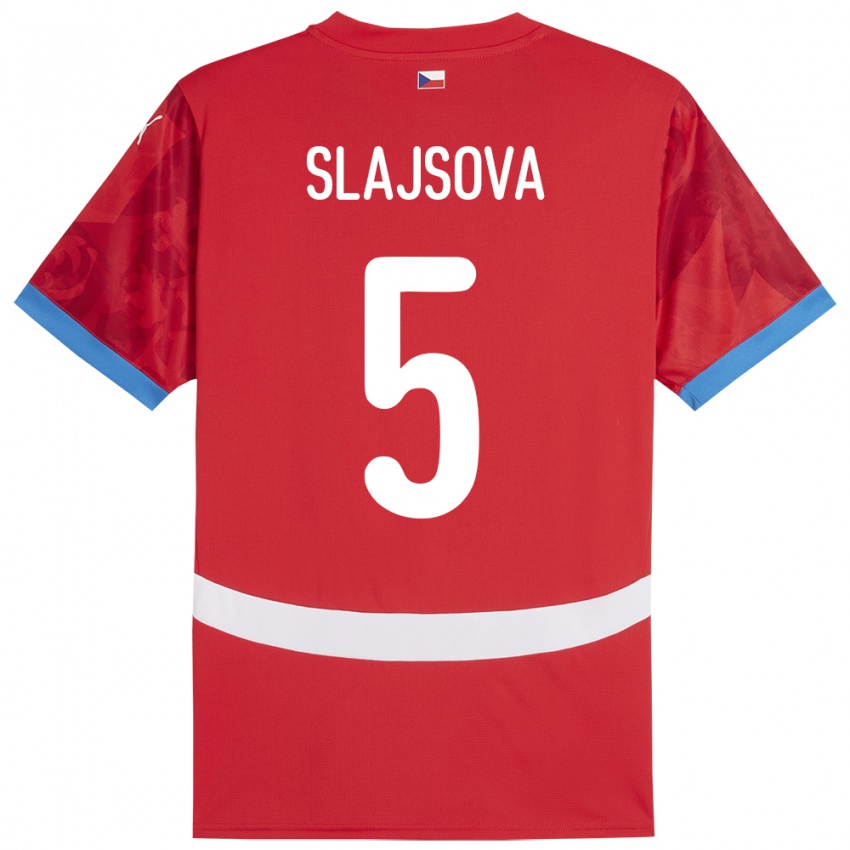 Kinder Tschechien Gabriela Šlajsová #5 Rot Heimtrikot Trikot 24-26 T-Shirt