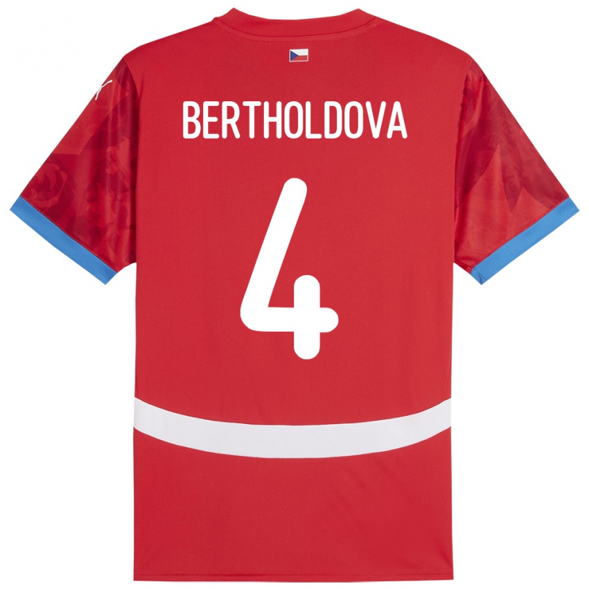 Kinder Tschechien Petra Bertholdová #4 Rot Heimtrikot Trikot 24-26 T-Shirt