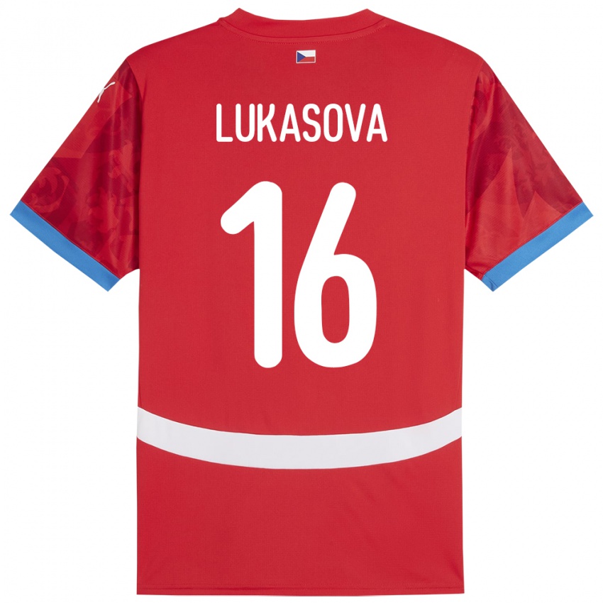 Kinder Tschechien Olivie Lukášová #16 Rot Heimtrikot Trikot 24-26 T-Shirt