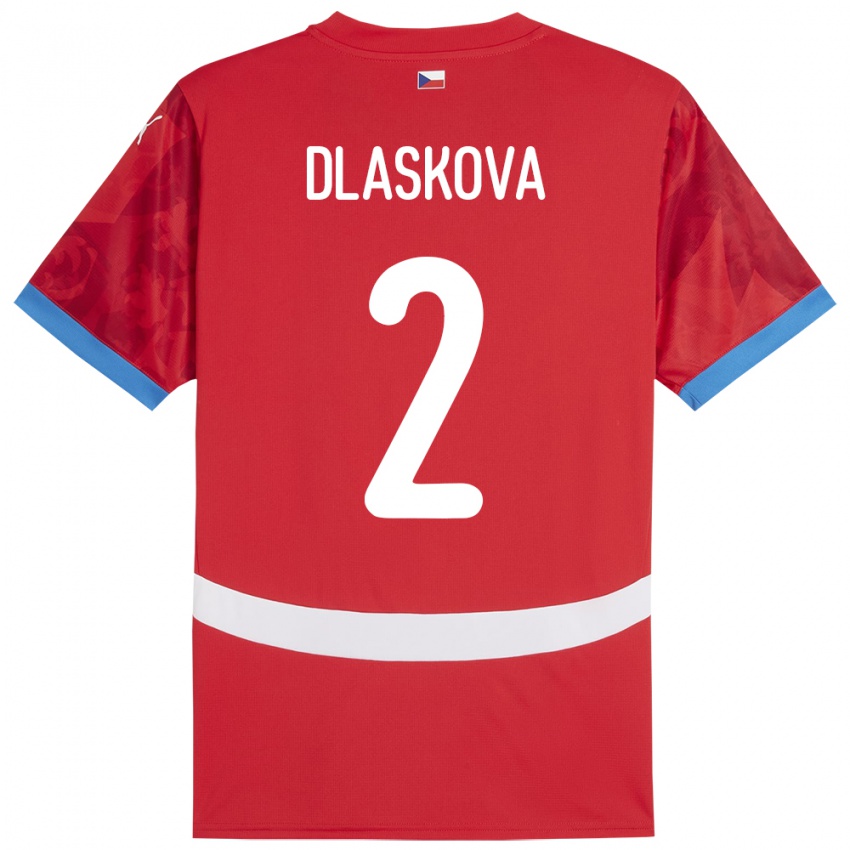 Kinder Tschechien Anna Dlasková #2 Rot Heimtrikot Trikot 24-26 T-Shirt