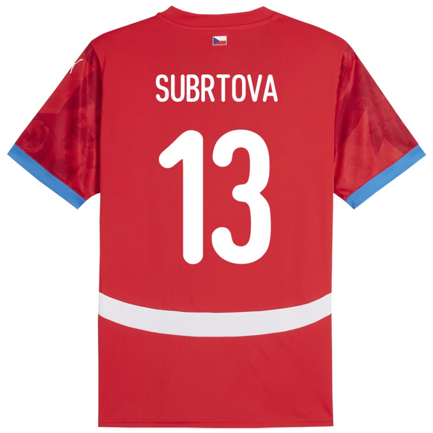 Kinder Tschechien Anna Šubrtová #13 Rot Heimtrikot Trikot 24-26 T-Shirt