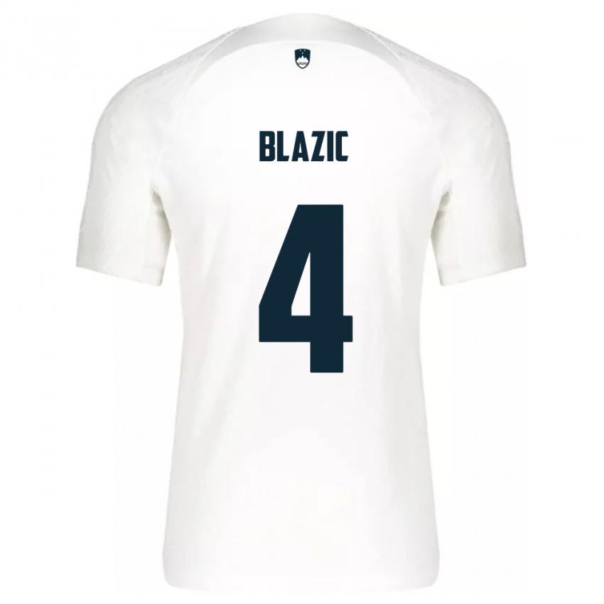 Kinder Slowenien Miha Blazic #4 Weiß Heimtrikot Trikot 24-26 T-Shirt