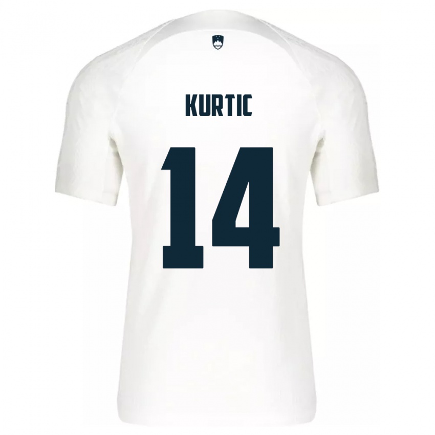 Kinder Slowenien Jasmin Kurtic #14 Weiß Heimtrikot Trikot 24-26 T-Shirt