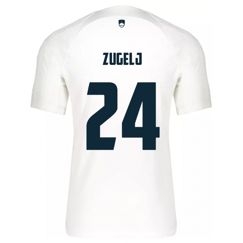 Kinder Slowenien Nino Zugelj #24 Weiß Heimtrikot Trikot 24-26 T-Shirt