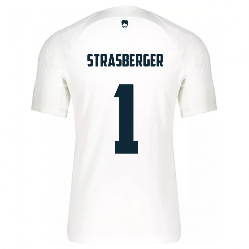 Kinder Slowenien Tim Strasberger #1 Weiß Heimtrikot Trikot 24-26 T-Shirt