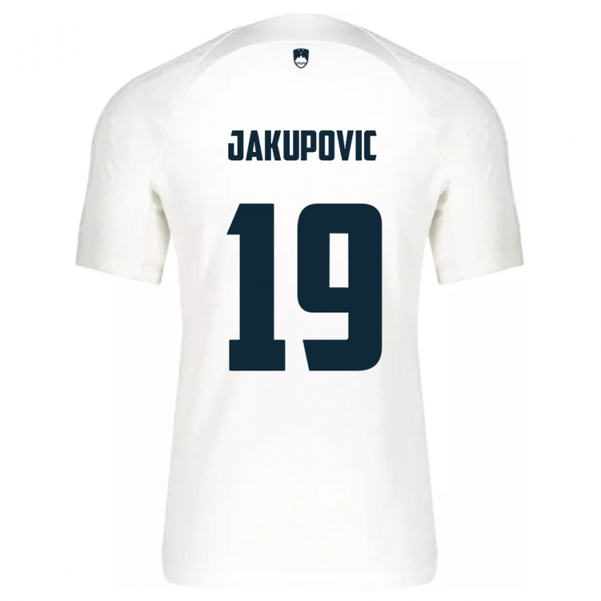 Kinder Slowenien Aldin Jakupovic #19 Weiß Heimtrikot Trikot 24-26 T-Shirt