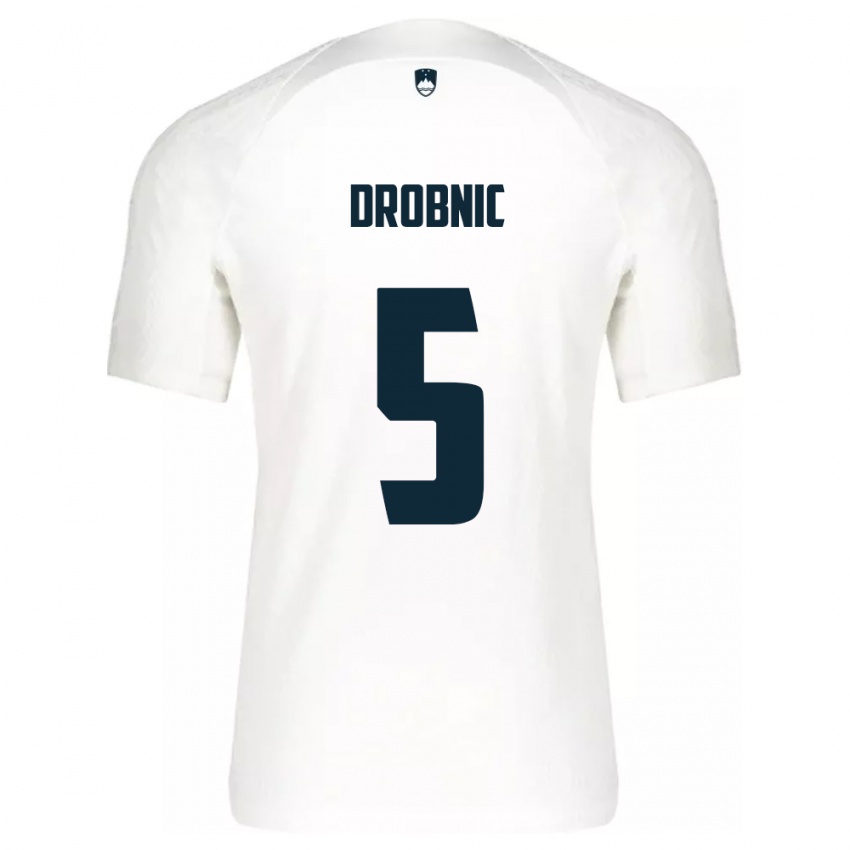 Kinder Slowenien Dominik Drobnic #5 Weiß Heimtrikot Trikot 24-26 T-Shirt