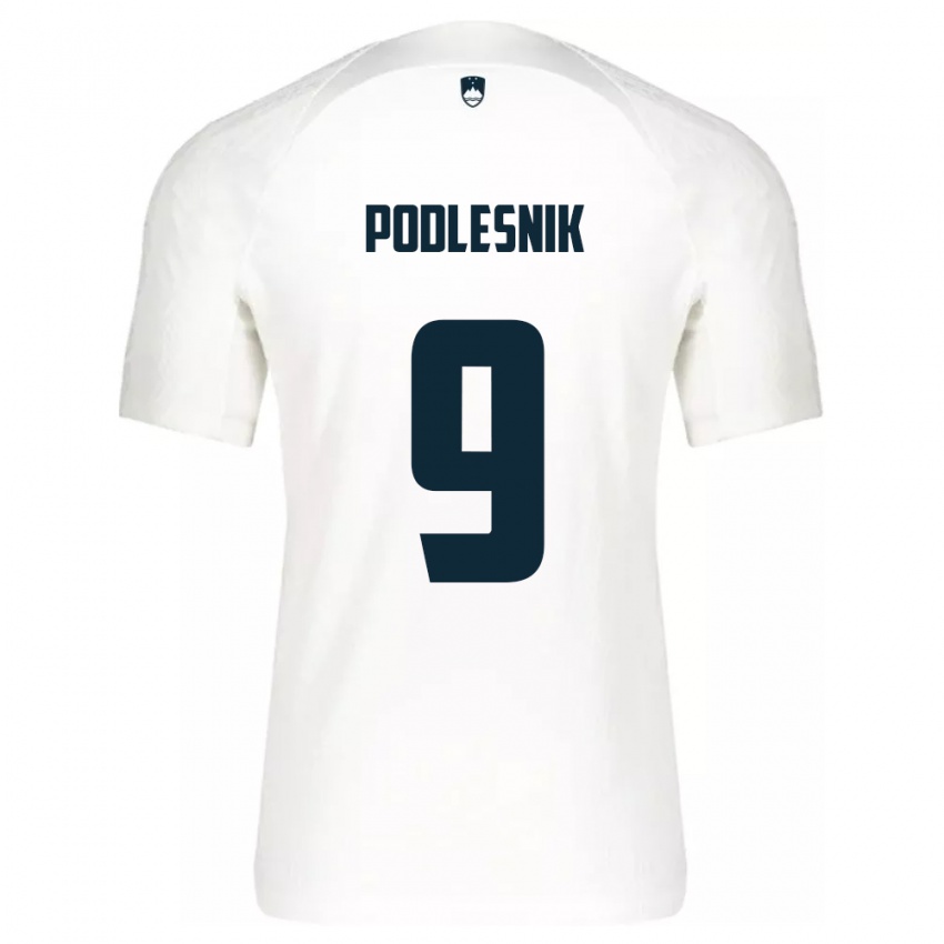 Kinder Slowenien Nik Podlesnik #9 Weiß Heimtrikot Trikot 24-26 T-Shirt