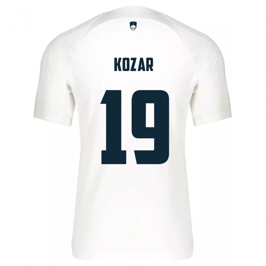 Kinder Slowenien Kristjan Kozar #19 Weiß Heimtrikot Trikot 24-26 T-Shirt