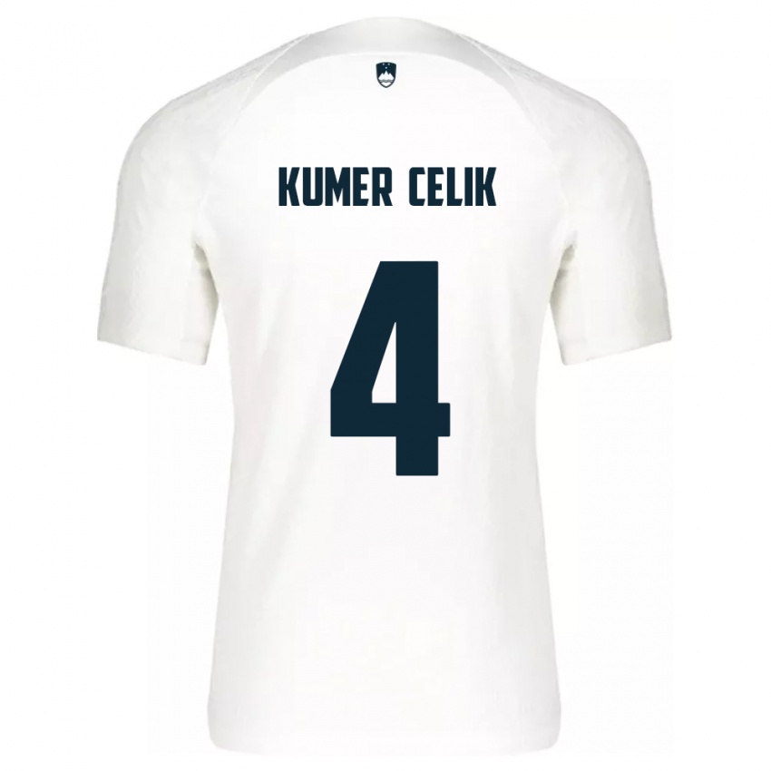 Kinder Slowenien An Kumer Celik #4 Weiß Heimtrikot Trikot 24-26 T-Shirt