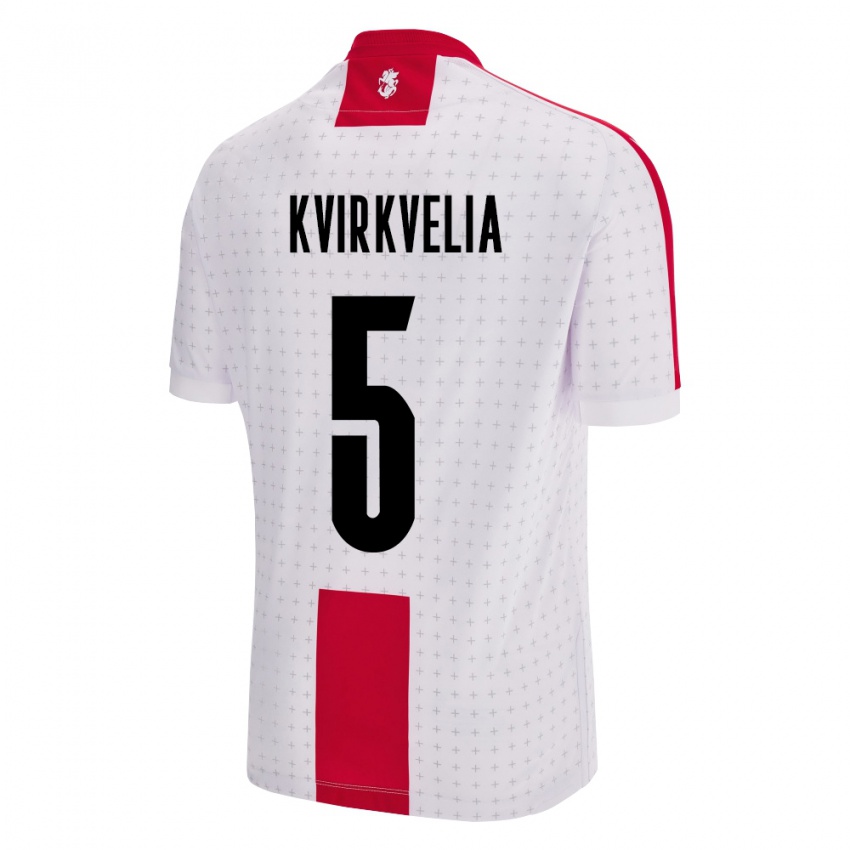 Kinder Georgien Solomon Kvirkvelia #5 Weiß Heimtrikot Trikot 24-26 T-Shirt