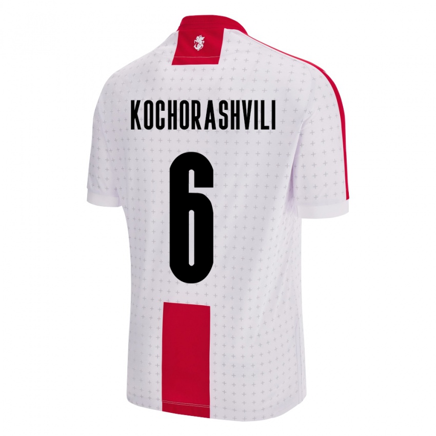 Kinder Georgien Giorgi Kochorashvili #6 Weiß Heimtrikot Trikot 24-26 T-Shirt