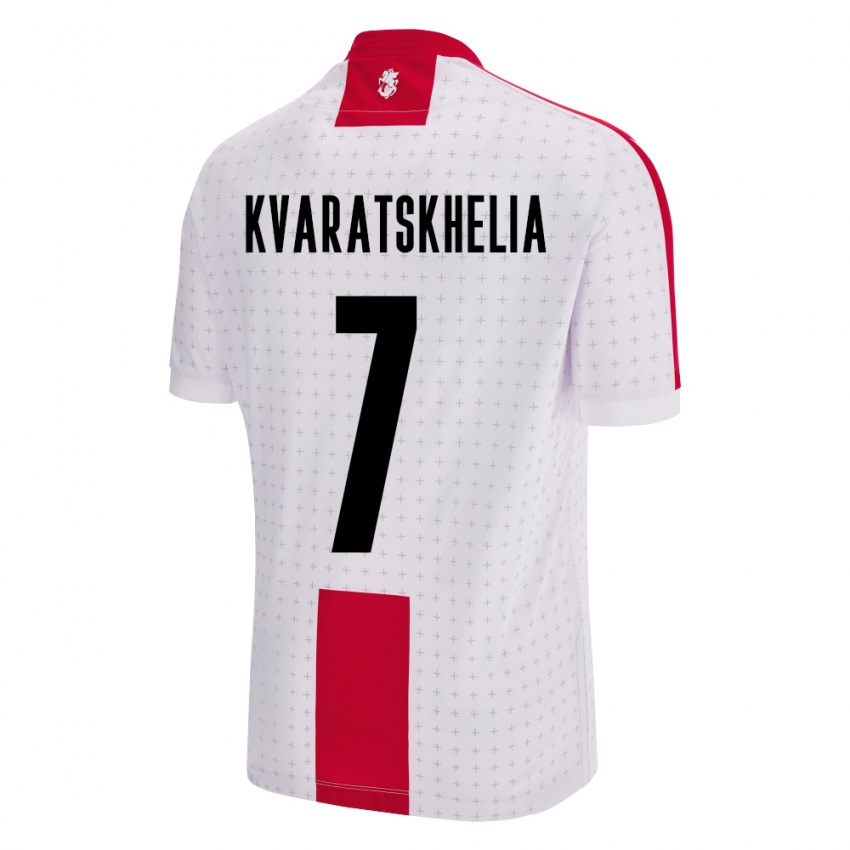 Kinder Georgien Khvicha Kvaratskhelia #7 Weiß Heimtrikot Trikot 24-26 T-Shirt