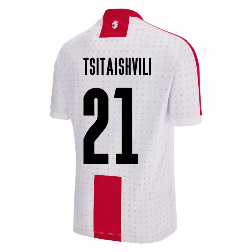 Kinder Georgien Georgiy Tsitaishvili #21 Weiß Heimtrikot Trikot 24-26 T-Shirt