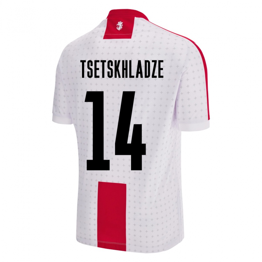 Kinder Georgien Nikoloz Tsetskhladze #14 Weiß Heimtrikot Trikot 24-26 T-Shirt