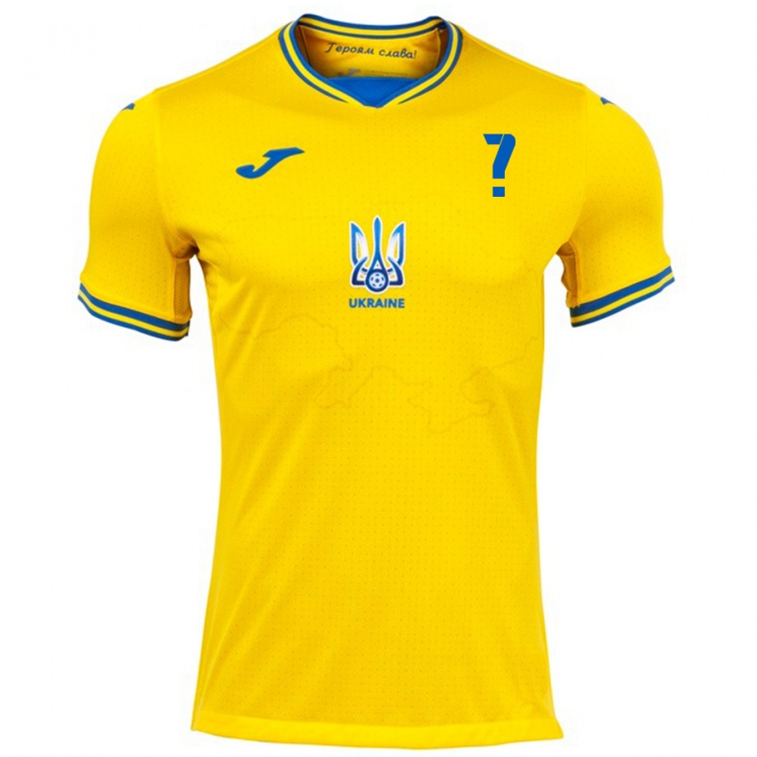 Kinder Ukraine Ihren Namen #0 Gelb Heimtrikot Trikot 24-26 T-Shirt