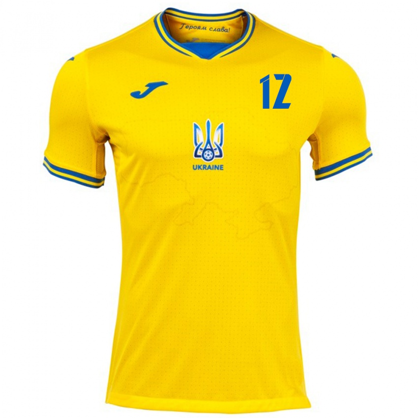 Kinder Ukraine Oleksandr Kharechko #12 Gelb Heimtrikot Trikot 24-26 T-Shirt