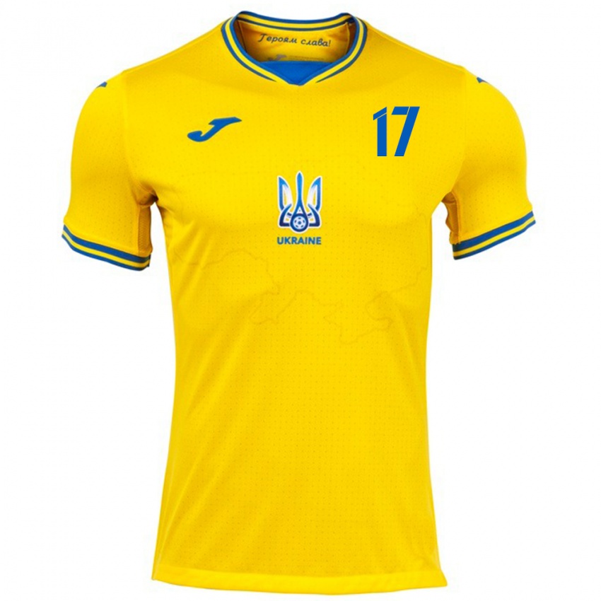 Kinder Ukraine Ivan Denysov #17 Gelb Heimtrikot Trikot 24-26 T-Shirt