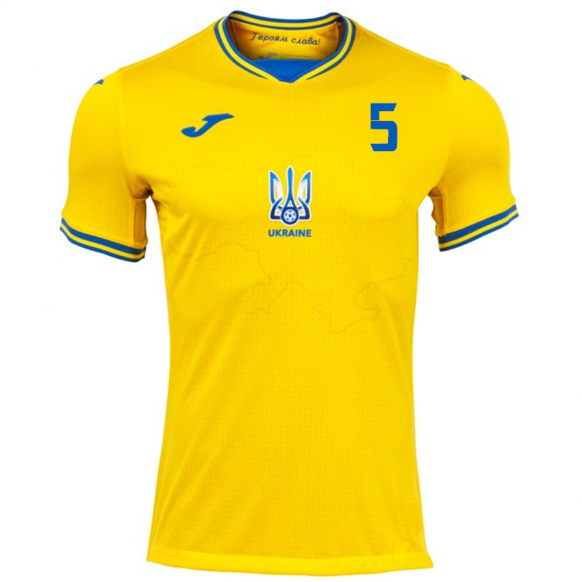 Kinder Ukraine Kyrylo Digtyar #5 Gelb Heimtrikot Trikot 24-26 T-Shirt