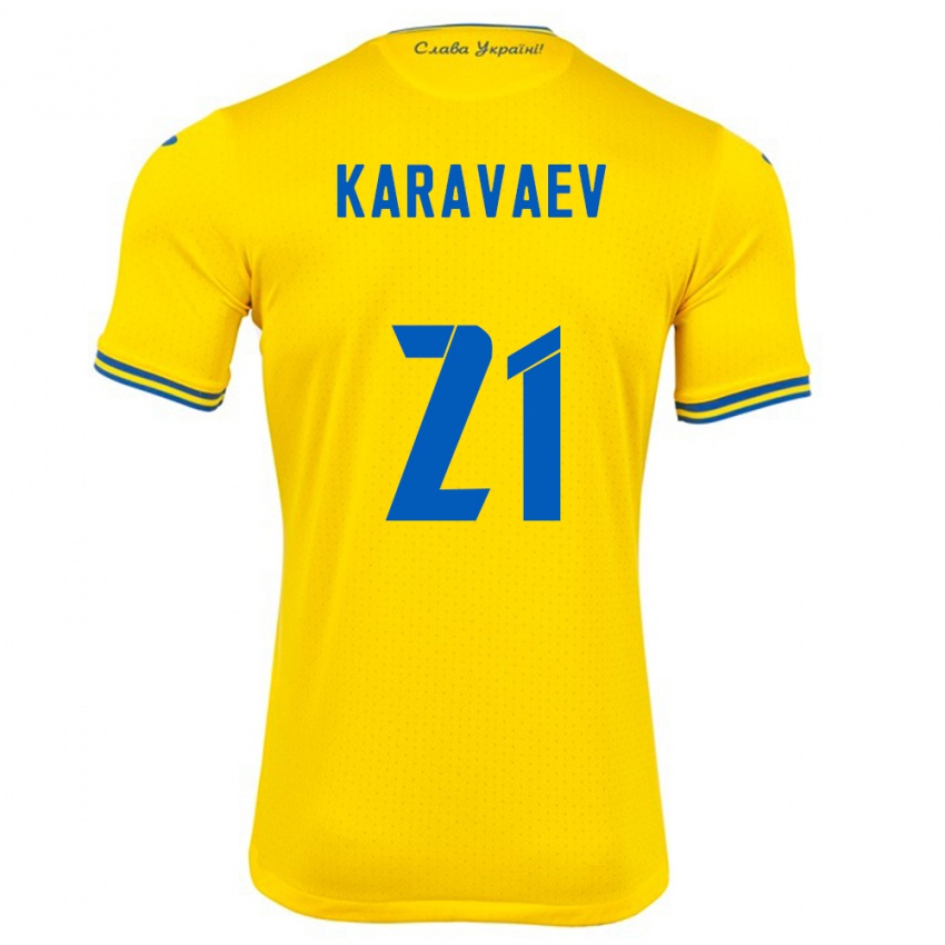 Kinder Ukraine Oleksandr Karavaev #21 Gelb Heimtrikot Trikot 24-26 T-Shirt