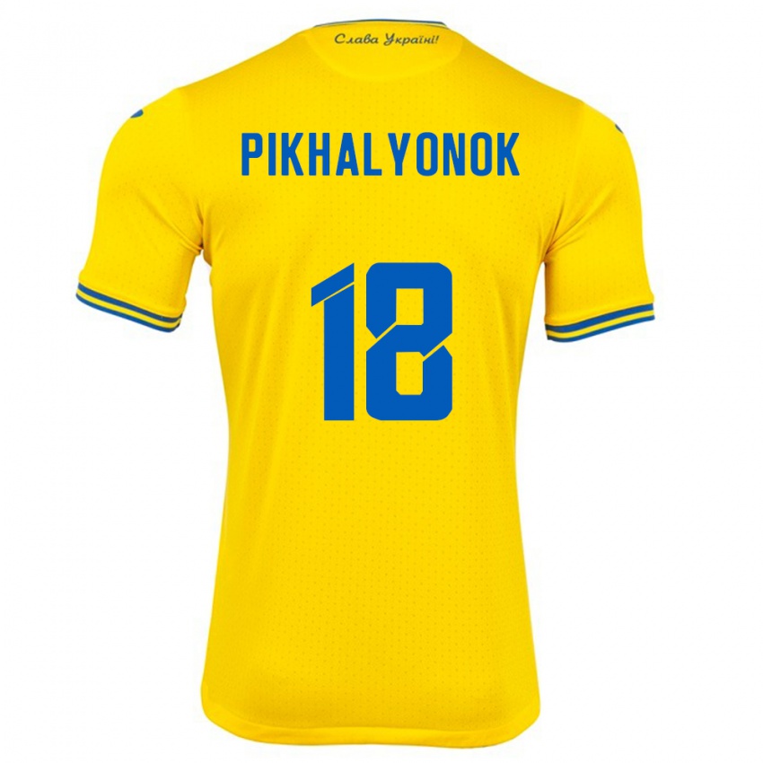 Kinder Ukraine Oleksandr Pikhalyonok #18 Gelb Heimtrikot Trikot 24-26 T-Shirt