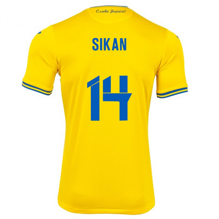 Kinder Ukraine Danylo Sikan #14 Gelb Heimtrikot Trikot 24-26 T-Shirt