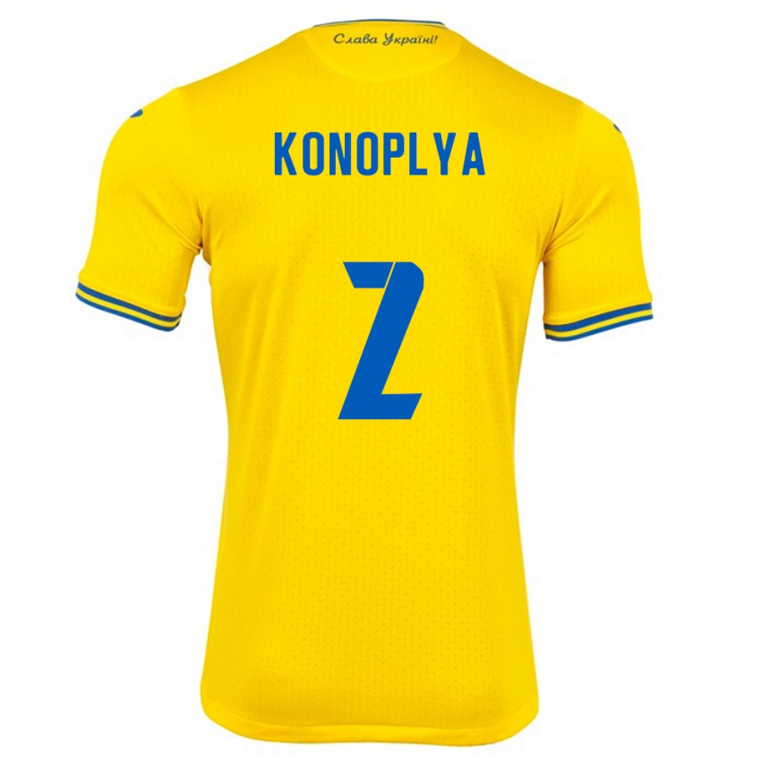 Kinder Ukraine Yukhym Konoplya #2 Gelb Heimtrikot Trikot 24-26 T-Shirt